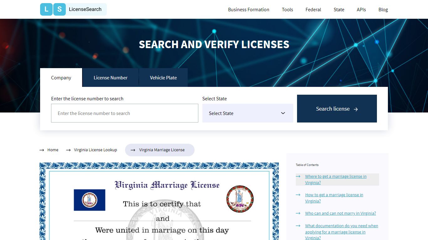 Virginia Marriage License | License Search