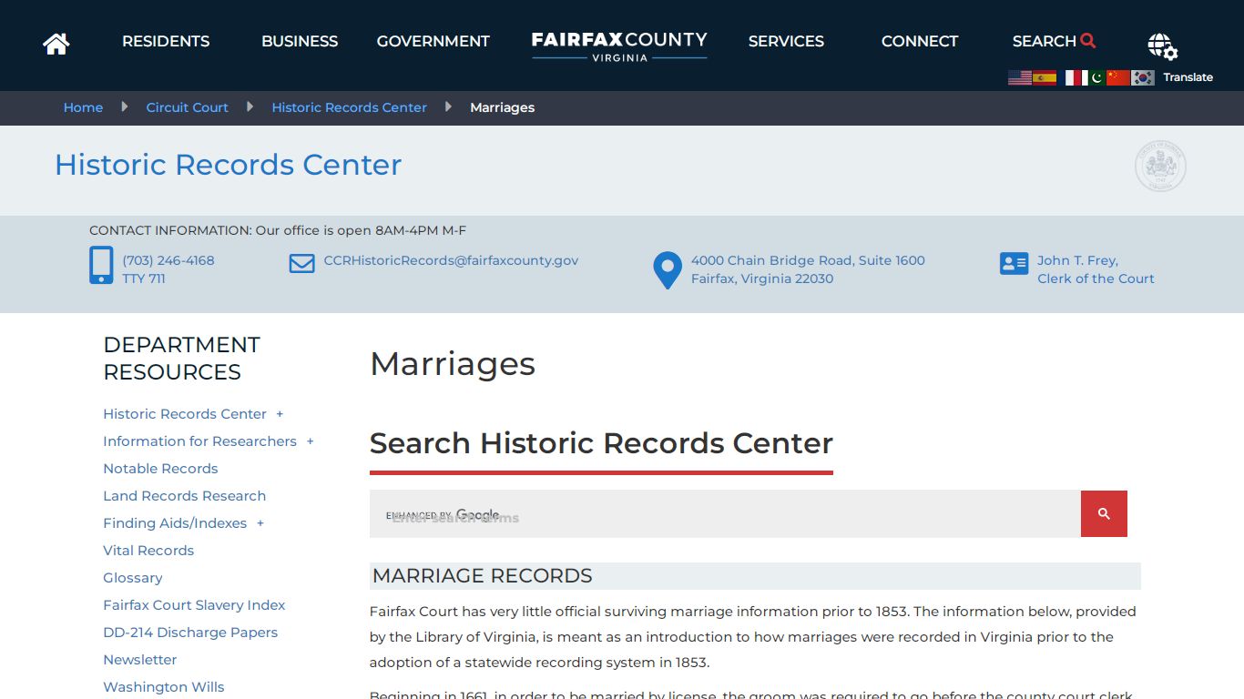 Marriages | Circuit Court - Fairfax County, Virginia